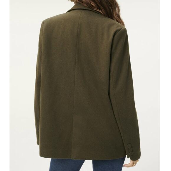 New Good American Oversized Flannel Twill Boxy Blazer Jacket Green Dark Academia - Picture 7 of 12